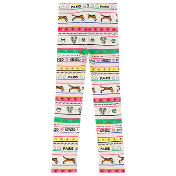 Girls Multi-Coloured Striped Leggings
